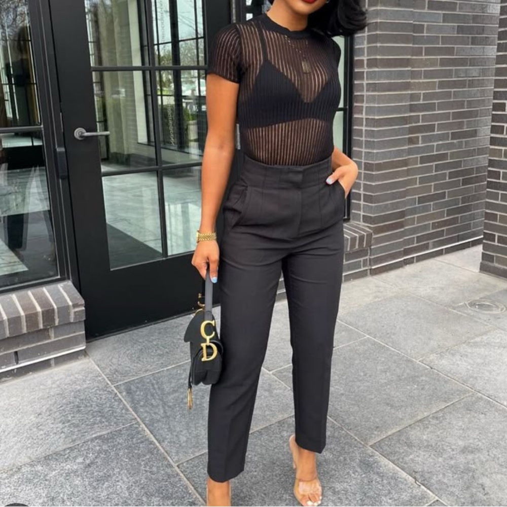 Zara Black Rib Knit Top